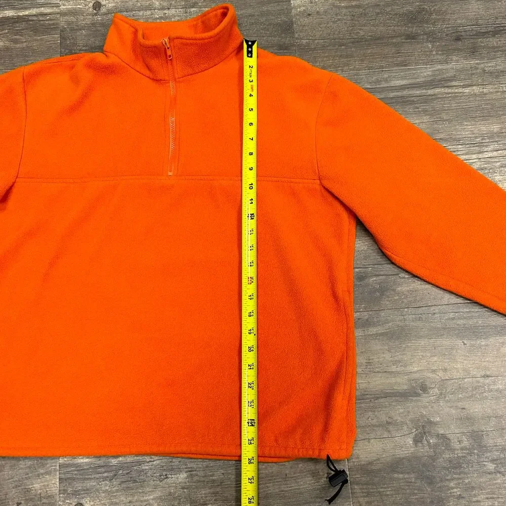 Vintage J Crew 1/4 Fleece Pullover Men Size Medium‎ Made In USA Orange Polyester